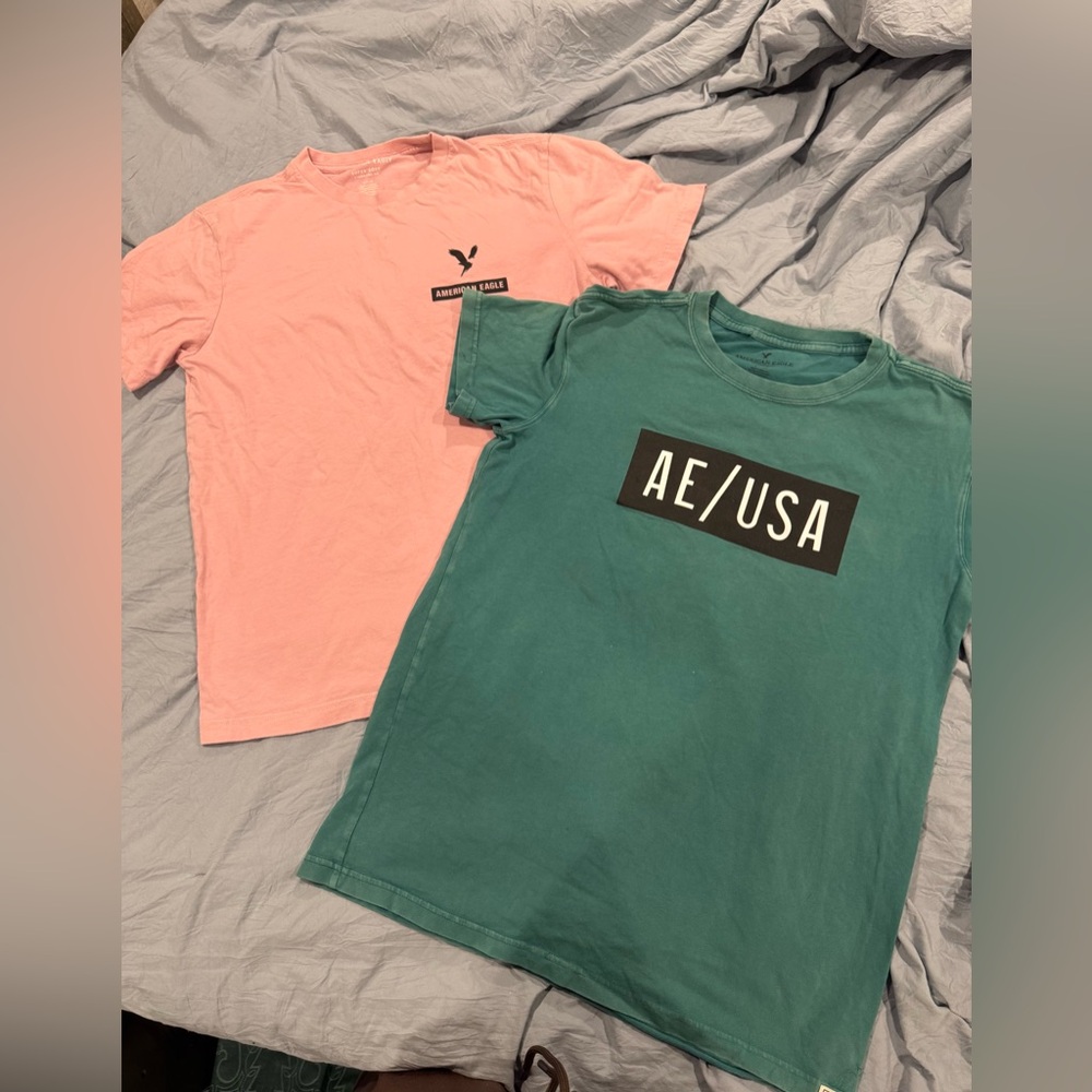American Eagle Outfitters Pink and Green Short Sleeve Tees